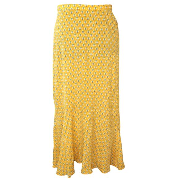 Rhode Limited Edition Yellow Floral Midi Skirt Retro Print Women’s Small - Picture 2 of 6